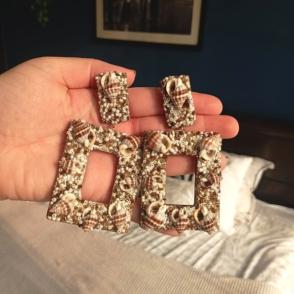 Boho Seashell Statement Earrings - Picture 4 of 15